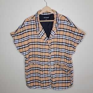 Centigrade | Tan Plaid Short Sleeve Jacket